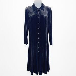 Vtg Coldwater Creek Dress Womens‎ 6P Black Velvet Button Up Witchy Whimsigoth